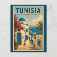 Illustration de paysage tunisien Art de voyage vin