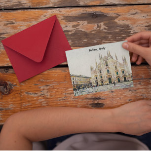 Carte Postale Illustration de peinture à l'huile de Milan Italie