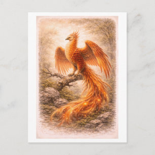 Carte Postale Illustration de phénix de style vintage (série myt