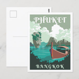 Carte Postale Illustration de Phuket Bangkok Thaïlande Travel Pl