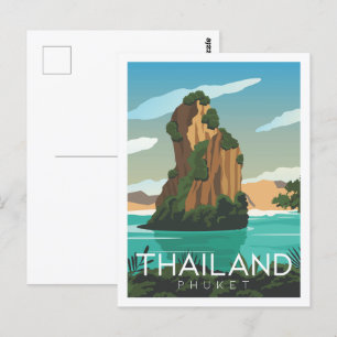 Carte Postale Illustration de Phuket Thaïlande célèbre Travel Pl