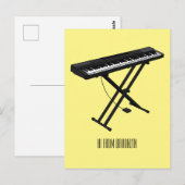 Carte Postale Illustration de piano clavier (Devant / Derrière)