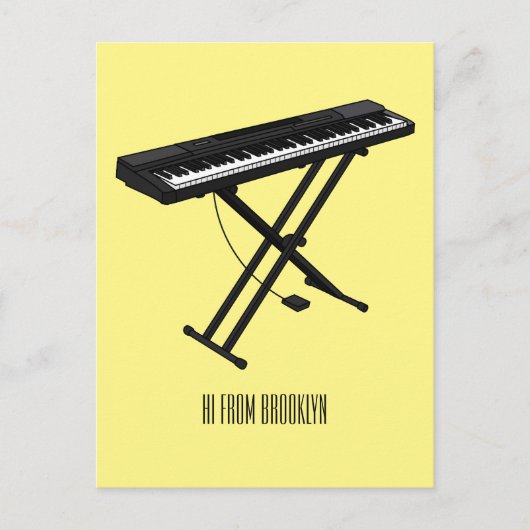 Carte Postale Illustration de piano clavier (Devant)