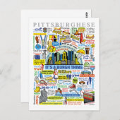 Carte Postale Illustration de Pittsburghese d'amusement de (Devant / Derrière)