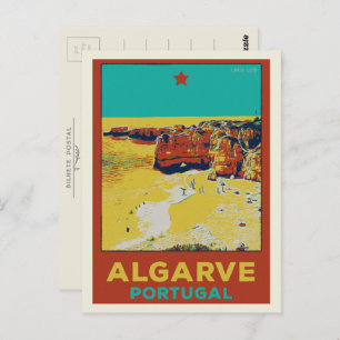 Carte Postale Illustration de plage Algarve Portugal