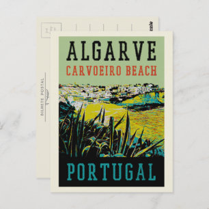 Carte Postale Illustration de plage de Carvoeiro Algarve Portuga