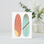 Carte Postale Illustration de planche de surf bleue et rouge coo (Debout devant)