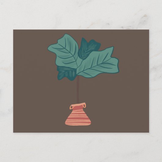 Carte Postale Illustration de plante verte en pot de figuier vio (Devant)