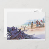 Carte Postale Illustration de Pocahontas parlant avec le capitai (Devant / Derrière)