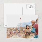 Carte Postale Illustration de Pocahontas visitant le capitaine J (Devant / Derrière)