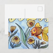 Carte Postale Illustration de poisson rouge fantaisie Oranda (Devant / Derrière)