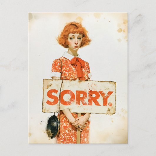 Carte Postale Illustration de portrait d'excuse vintage (Devant)