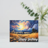 Carte Postale Illustration de prairie panoramique vibrant (Debout devant)