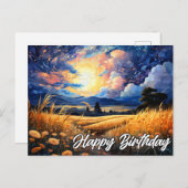 Carte Postale Illustration de prairie panoramique vibrant (Devant / Derrière)