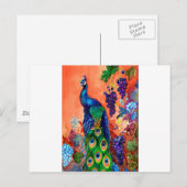 Carte Postale Illustration de raisin de paon (Devant / Derrière)