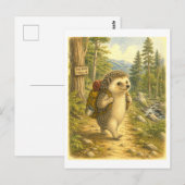 Carte Postale Illustration de randonnée de hérisson (Devant / Derrière)