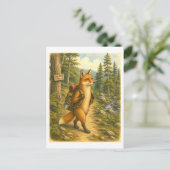 Carte Postale Illustration de renard randonnant (Debout devant)