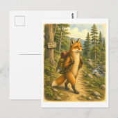 Carte Postale Illustration de renard randonnant (Devant / Derrière)