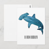 Carte Postale Illustration de requin marteau de dessin animé (Devant / Derrière)