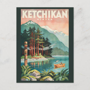Carte Postale Illustration de rivière Ketchikan Alaska Art de vo