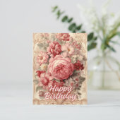 Carte Postale Illustration de roses victoriennes pour un joyeux  (Debout devant)