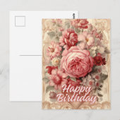 Carte Postale Illustration de roses victoriennes pour un joyeux  (Devant / Derrière)