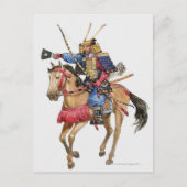 Carte Postale Illustration de Samurai à cheval (Devant)