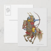 Carte Postale Illustration de Samurai sur l'arc à cheval (Devant / Derrière)