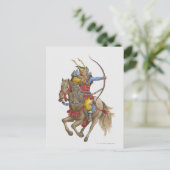 Carte Postale Illustration de Samurai sur l'arc à cheval (Debout devant)