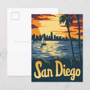 Carte Postale Illustration de San Diego California Vintage voyag