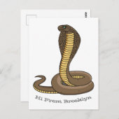 Carte Postale Illustration de serpent à cobra Brown (Devant / Derrière)