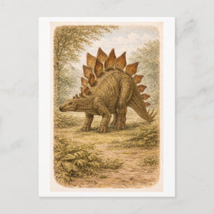 Carte Postale Illustration de Stégosaure de style vintage