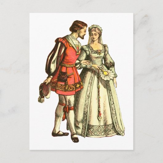 Carte Postale Illustration De Style Médiéval ~ Lord Et Lady (Devant)