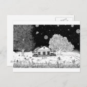 Carte Postale Illustration de stylo et d'encre sous les étoiles (Devant / Derrière)
