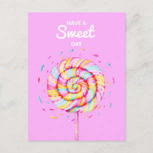 Carte Postale Illustration de sucrerie Lollipop Avoir un jour su