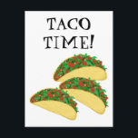 Carte Postale Illustration de TACO TIME Delicious Tacos<br><div class="desc">C'est l'HEURE TACO ! Découvrez cette illustration amusante et épicée. Customisez avec votre propre texte ! Jetez un oeil à mon magasin pour plus !</div>