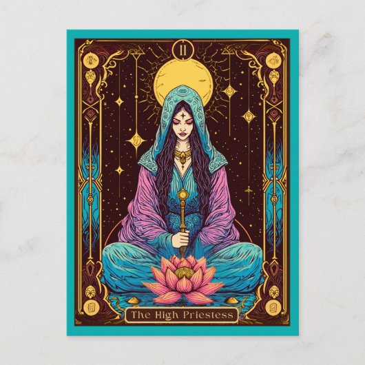 Carte Postale Illustration de Tarot, la Grande Prêtresse (Devant)
