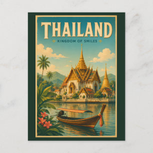 Carte Postale Illustration de temple thaïlandais Art de voyage v