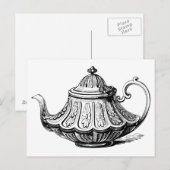 Carte Postale Illustration de théière antique (Devant / Derrière)