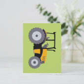 Carte Postale Illustration de tracteur jaune pour nurserie camio (Debout devant)