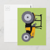 Carte Postale Illustration de tracteur jaune pour nurserie camio (Devant / Derrière)