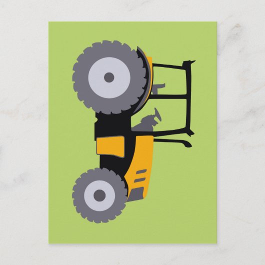 Carte Postale Illustration de tracteur jaune pour nurserie camio (Devant)