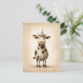Carte Postale Illustration de vache heureuse (Debout devant)