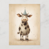 Carte Postale Illustration de vache heureuse (Devant)