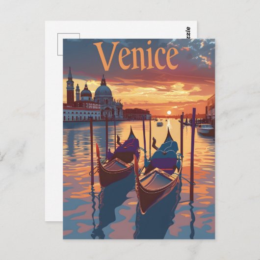 Carte Postale Illustration de Venise (Devant / Derrière)