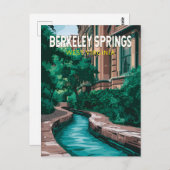 Carte Postale Illustration de voyage à Berkeley Springs Virginie (Devant / Derrière)