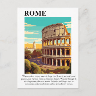 Carte Postale Illustration de voyage à Rome Colisée Italie Rétro