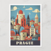 Carte Postale Illustration de voyage Art tchèque Prague (Devant)