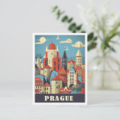 Carte Postale Illustration de voyage Art tchèque Prague (Debout devant)
