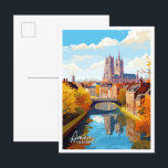 Carte Postale Illustration de voyage Art vintage Amiens France<br><div class="desc">Amiens France Art vintage lieu de voyage illustration</div>